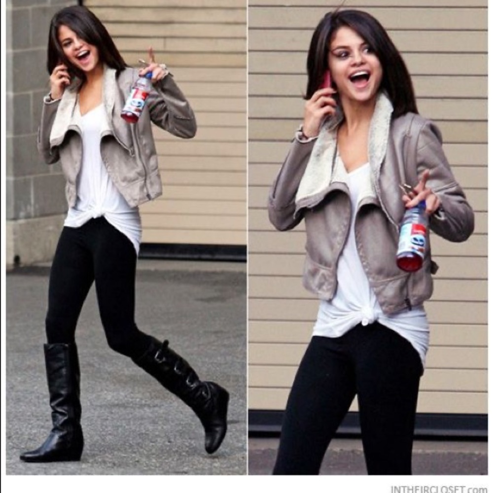 Bebe Cracked Faux Fur Jacket - ASO Selena Gomez